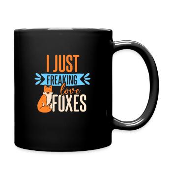 I just freaking loves foxes - Tasse einfarbig - Schwarz - Rechts