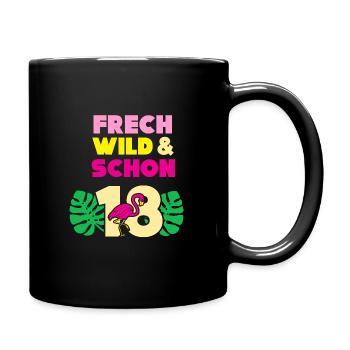 18 Jahre Geburtstag Flamingo - Tasse einfarbig - Schwarz - Rechts