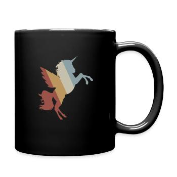 Einhorn Retro Style Vintage - Tasse einfarbig - Schwarz - Rechts