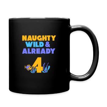 4 Jahre Geburtstag Junge Mädchen Fisch - Tasse einfarbig - Schwarz - Rechts