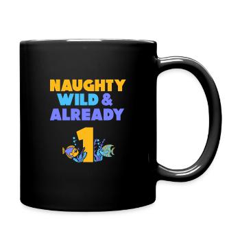 Geschenk 1 Jahr Geburtstag Fisch - Tasse einfarbig - Schwarz - Rechts