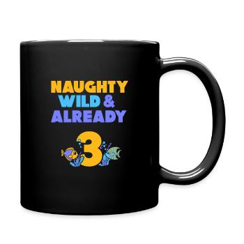 3 Jahre Geburtstag Junge Mädchen Fisch - Tasse einfarbig - Schwarz - Rechts