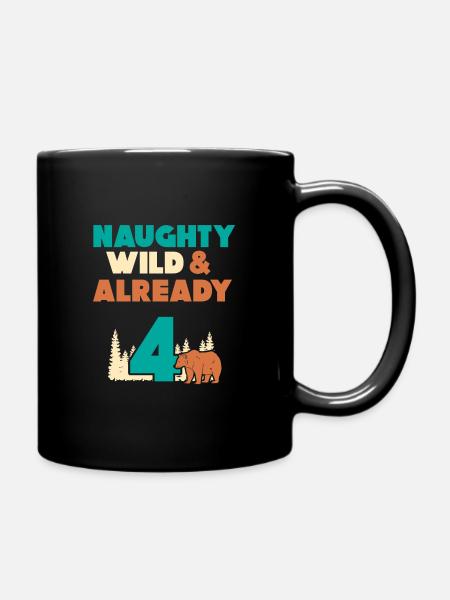 4 Jahre Geburtstag Junge Mädchen Bär - Tasse einfarbig - Schwarz
