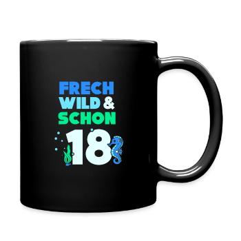 18 Jahre Geburtstag Seepferd - Tasse einfarbig - Schwarz - Rechts