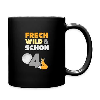 4 Jahre Geburtstag Junge Mädchen Fuchs - Tasse einfarbig - Schwarz - Rechts