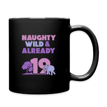 19 Jahre Geburtstag Elefant - Tasse einfarbig - Schwarz - Rechts