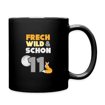 11 Jahre Geburtstag Junge Mädchen Fuchs - Tasse einfarbig - Schwarz - Rechts