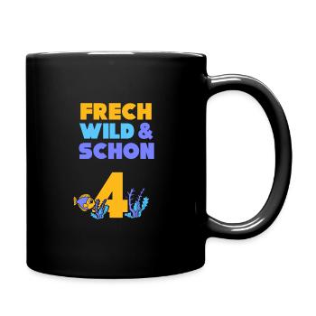 4 Jahre Geburtstag Junge Mädchen Fisch - Tasse einfarbig - Schwarz - Rechts