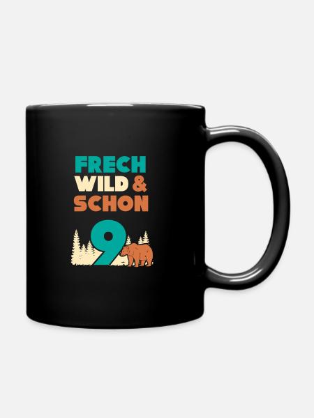 9 Jahre Geburtstag Junge Mädchen Bär - Tasse einfarbig - Schwarz