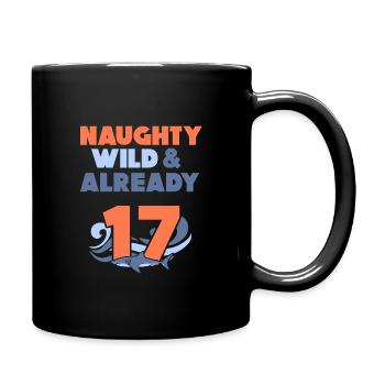 17 Jahre Geburtstag Hai - Tasse einfarbig - Schwarz - Rechts