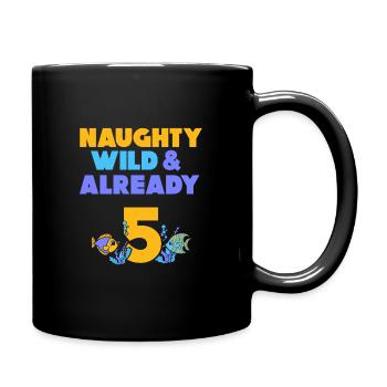 5 Jahre Geburtstag Junge Mädchen Fisch - Tasse einfarbig - Schwarz - Rechts