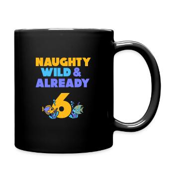 6 Jahre Geburtstag Junge Mädchen Fisch - Tasse einfarbig - Schwarz - Rechts