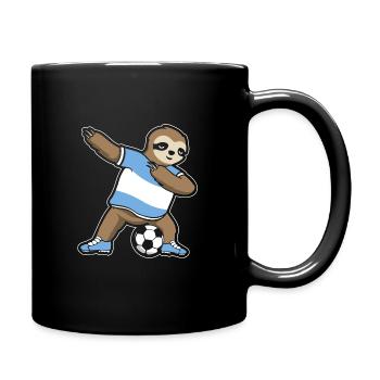 Fußballfan Faultier Fußball Argentinien - Tasse einfarbig - Schwarz - Rechts