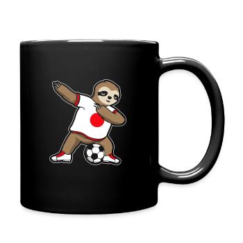 Fußballfan Faultier Fußball Japan - Tasse einfarbig - Schwarz - Rechts