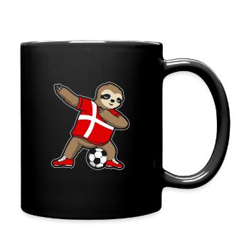 Fußballfan Faultier Fußball Dänemark - Tasse einfarbig - Schwarz - Rechts