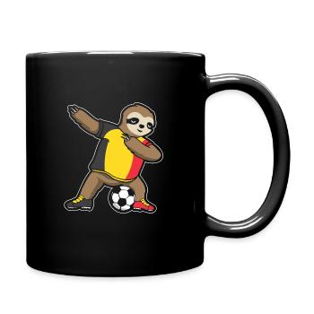 Fußballfan Faultier Fußball Belgien - Tasse einfarbig - Schwarz - Rechts