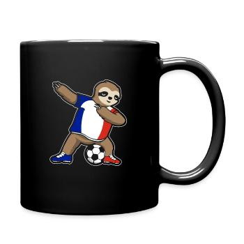 Fußballfan Faultier Fußball Frankreich - Tasse einfarbig - Schwarz - Rechts