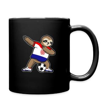 Fußballfan Faultier Fußball Kroatien - Tasse einfarbig - Schwarz - Rechts