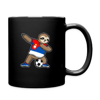 Fußballfan Faultier Fußball Serbien - Tasse einfarbig - Schwarz - Rechts