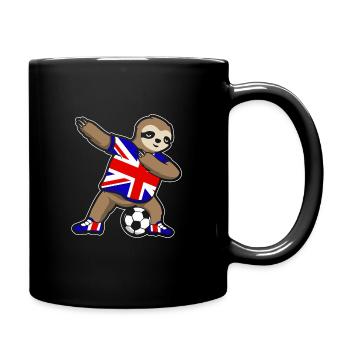 Fußballfan Faultier Fußball England - Tasse einfarbig - Schwarz - Rechts