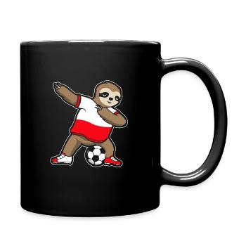 Fußballfan Faultier Fußball Polen - Tasse einfarbig - Schwarz - Rechts