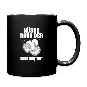 Nüsse raus der spaß beginnt - Tasse einfarbig - Schwarz - Rechts