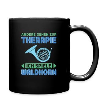 Waldhorn Waldhornspieler Hornist - Tasse einfarbig - Schwarz - Rechts