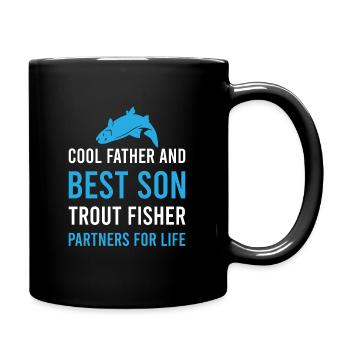 cool Father and best Son Trout fisher - Tasse einfarbig - Schwarz - Rechts