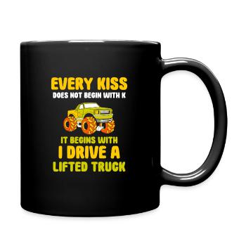 Every kiss does not begin lifted truck - Tasse einfarbig - Schwarz - Rechts