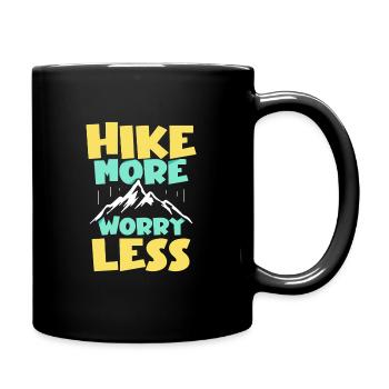 Hike more Worry less Wandern Wanderer - Tasse einfarbig - Schwarz - Rechts