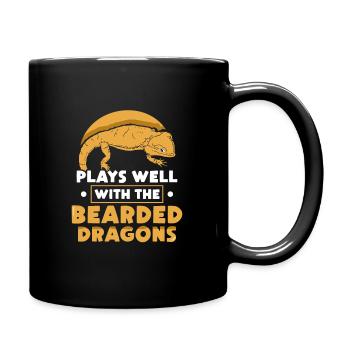 plays well with the Bearded Dragons - Tasse einfarbig - Schwarz - Rechts