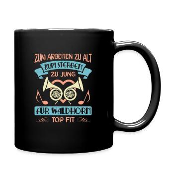Waldhorn Waldhornspieler Hornist - Tasse einfarbig - Schwarz - Rechts