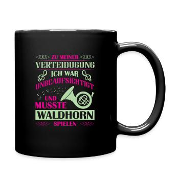 Waldhorn Waldhornspieler Hornist - Tasse einfarbig - Schwarz - Rechts