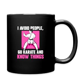 I avoid people go Karate and know things - Tasse einfarbig - Schwarz - Rechts