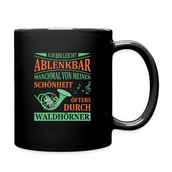 Waldhorn Waldhornspieler Hornist - Tasse einfarbig - Schwarz - Rechts