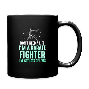 I’m a karate fighter I’ve got lots of lives - Tasse einfarbig - Schwarz - Rechts