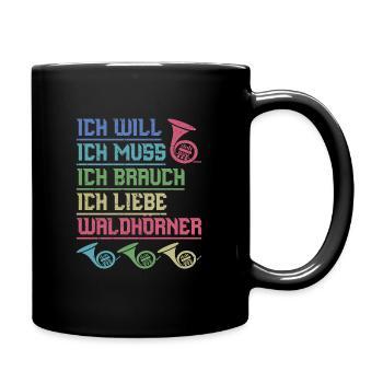 Waldhorn Waldhornspieler Hornist - Tasse einfarbig - Schwarz - Rechts