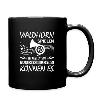 Waldhorn Waldhornspieler Hornist - Tasse einfarbig - Schwarz - Rechts