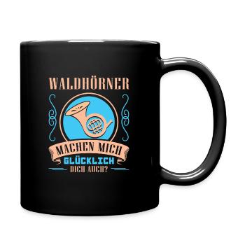 Waldhorn Waldhornspieler Hornist - Tasse einfarbig - Schwarz - Rechts