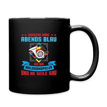 Waldhorn Waldhornspieler Hornist - Tasse einfarbig - Schwarz - Rechts