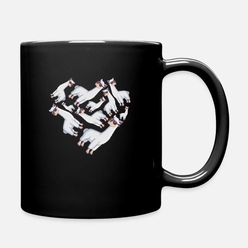 Herz Alpaka - Tasse einfarbig - Schwarz