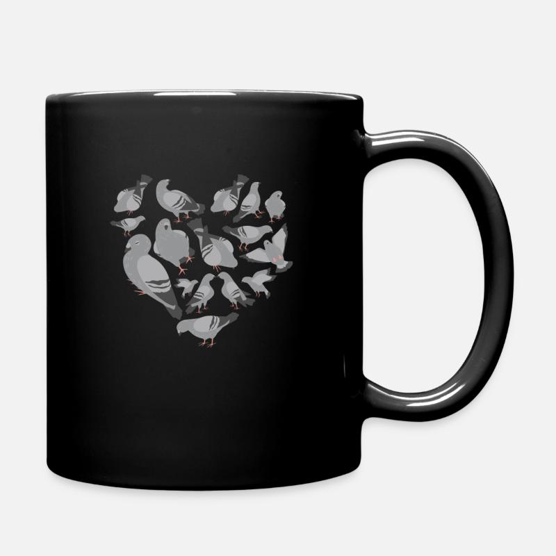 Herz Taube - Tasse einfarbig - Schwarz