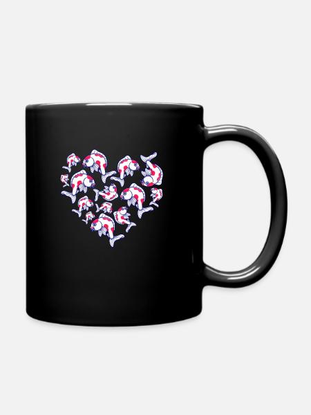 Herz Koi - Tasse einfarbig - Schwarz