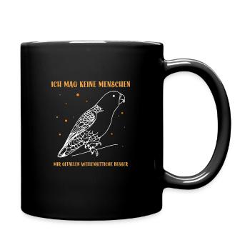 Ich mag keine Menschen Wellensittiche - Tasse einfarbig - Schwarz - Rechts