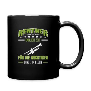 Rentner Rente Rentenbeginn Trompete - Tasse einfarbig - Schwarz - Rechts
