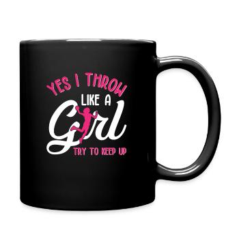 Yesthrow like a girl Try to keep upDiskus werfen - Tasse einfarbig - Schwarz - Rechts