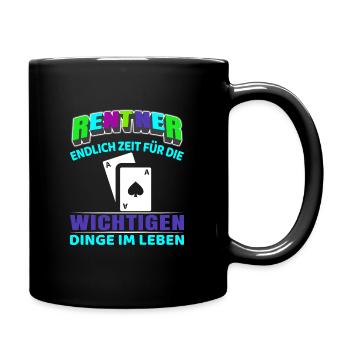 Rentner Rente Rentenbeginn Skat Doppelkopf Karten - Tasse einfarbig - Schwarz - Rechts