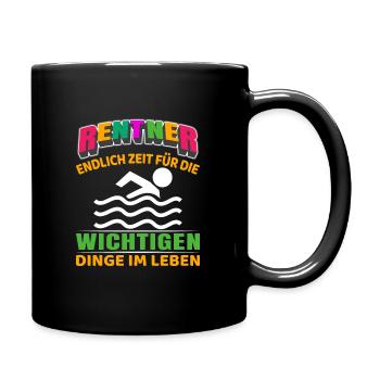 Rentner Rente Rentenbeginn Schwimmen Schwimmer - Tasse einfarbig - Schwarz - Rechts