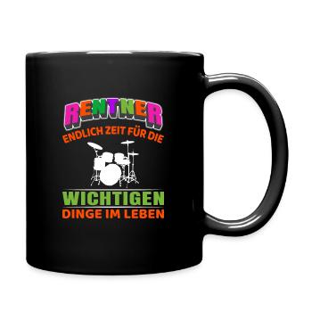 Rentner Rente Rentenbeginn Schlagzeug - Tasse einfarbig - Schwarz - Rechts