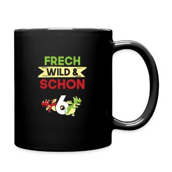 6 Jahre Geburtstag Junge Mädchen Drachen - Tasse einfarbig - Schwarz - Rechts
